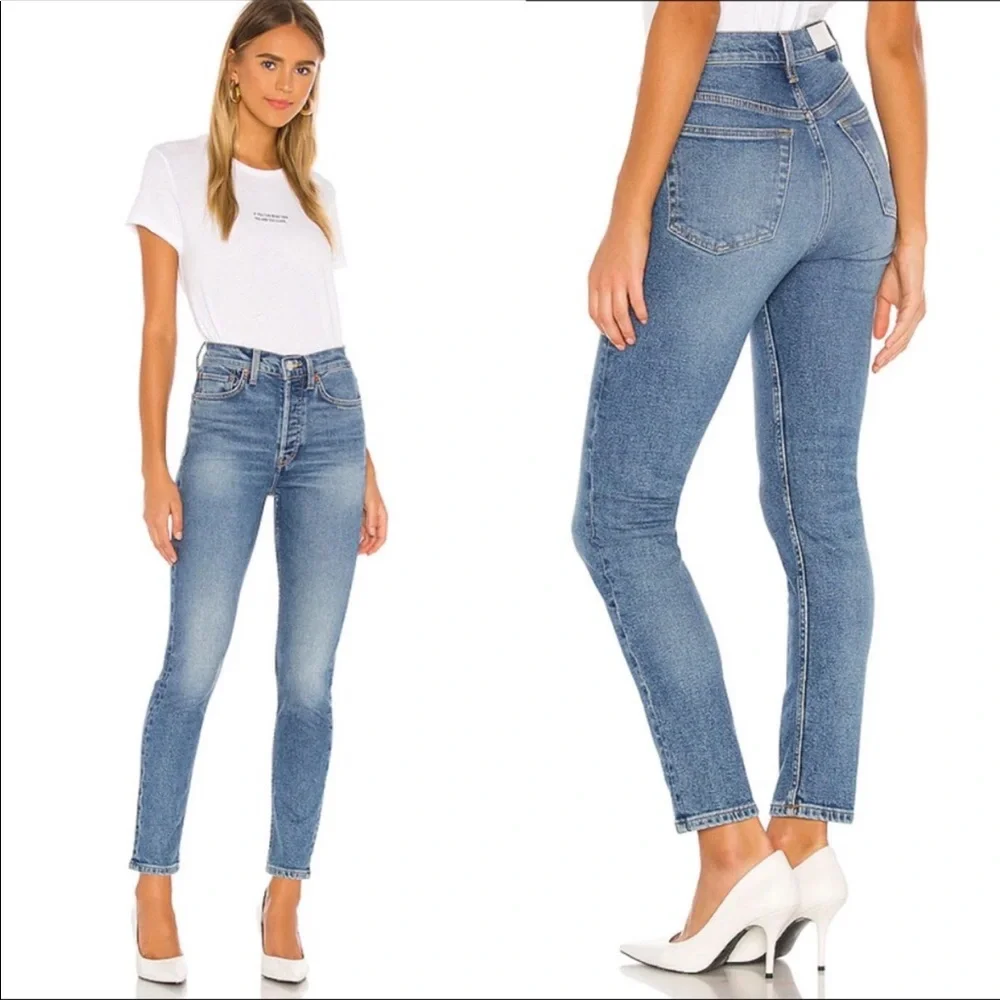 Re/Done High Rise Ankle Crop Jeans sz23 - Picture 1 of 7